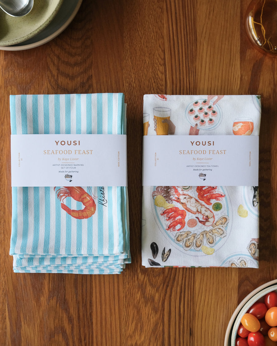 Seafood Feast Table Set (Tea Towel + Set of Napkins)